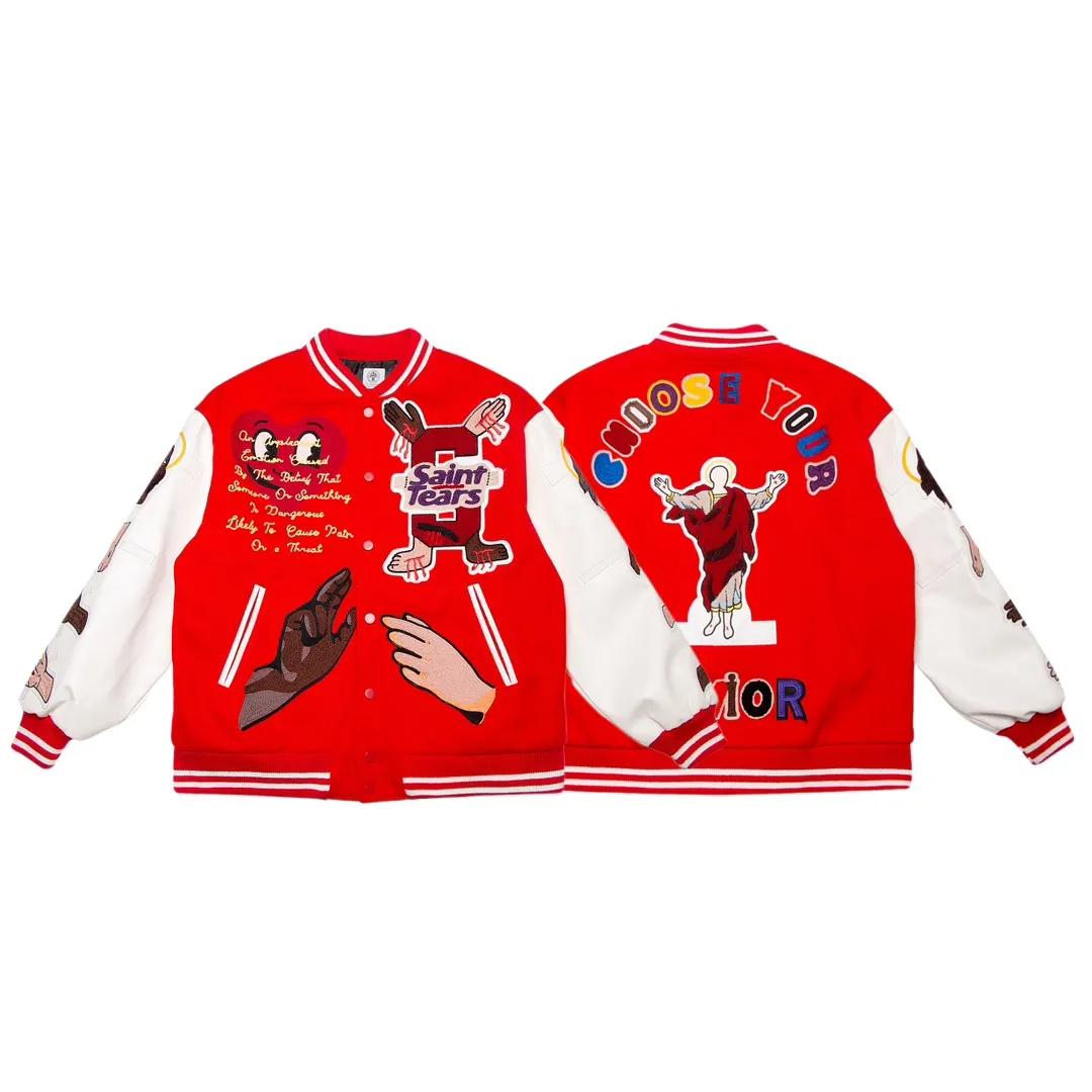 🧸High version SAINT MICHAEL high street vibe style ROCKY same heavy embroidered baseball jacket jacket for men and women p420 Style number: 271 Size: S-XL High version heavy laser embroidery process, quilted version, different from the low-end version on the market, you get what you pay for